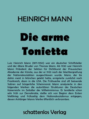 cover image of Die arme Tonietta